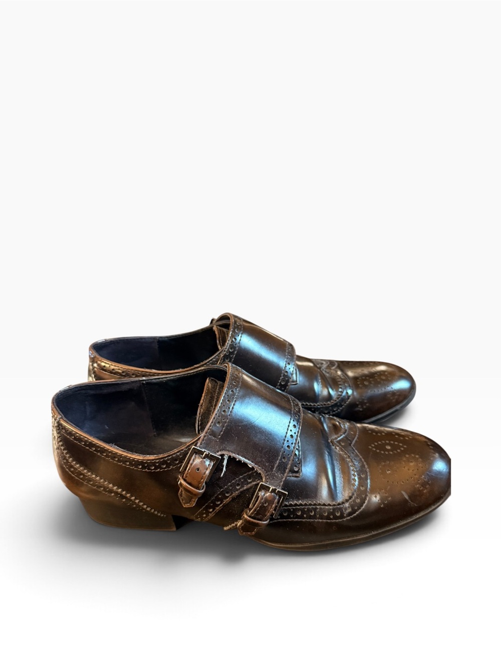 ZARA Classic Double Monk Strap Women's Shoes in Dark Brown sz 39